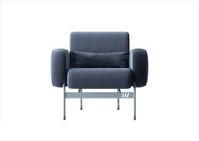 深蓝色单人沙发模型